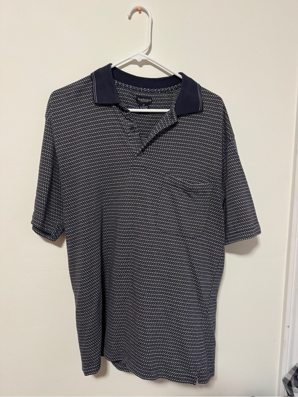 Van Heusen Navy Micro-Pattern Polo